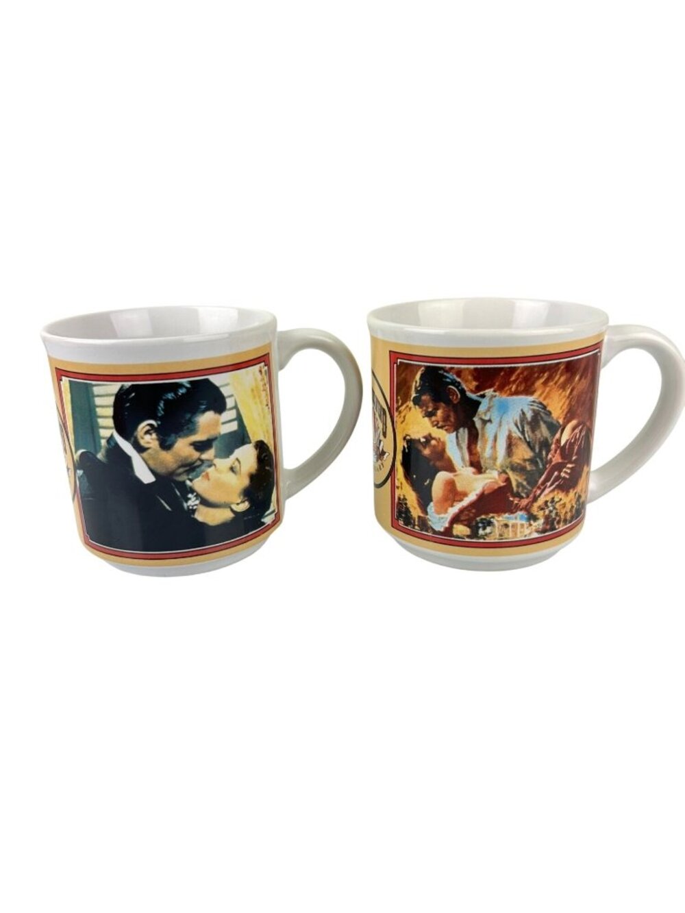 Gone with the Wind 50th Anniversary Ceramic Coffee Tea Mugs Set 2 Movie Cinema